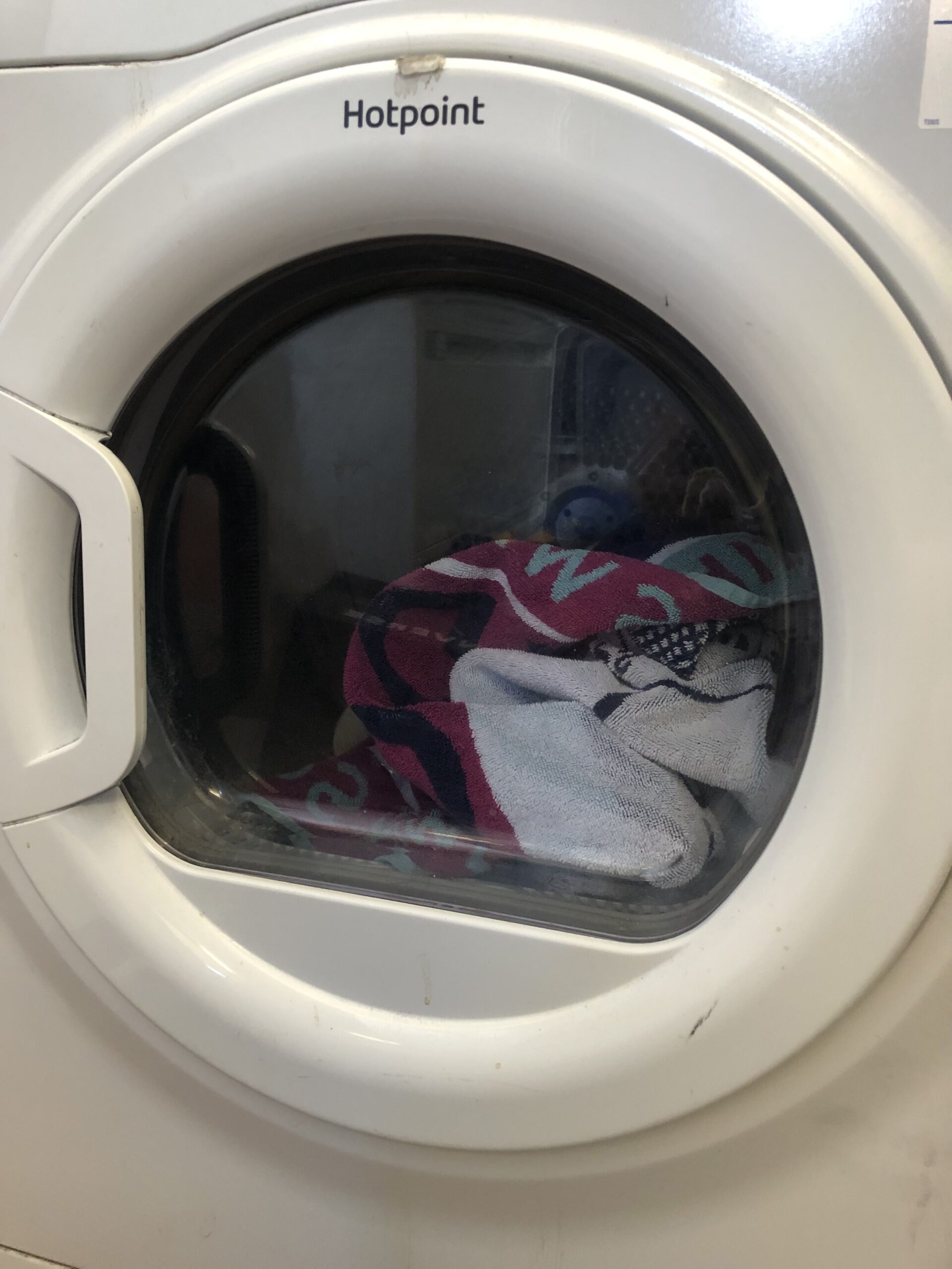 A washing machine containing laundry